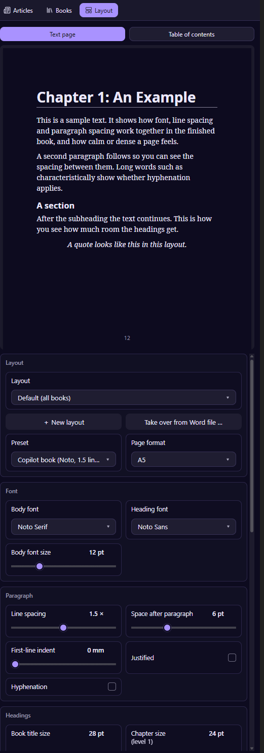 layout panel