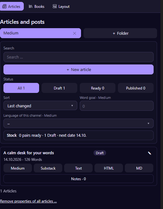 articles panel